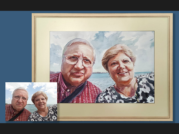 Watercolor portrait based on a photo - 50x70 cm